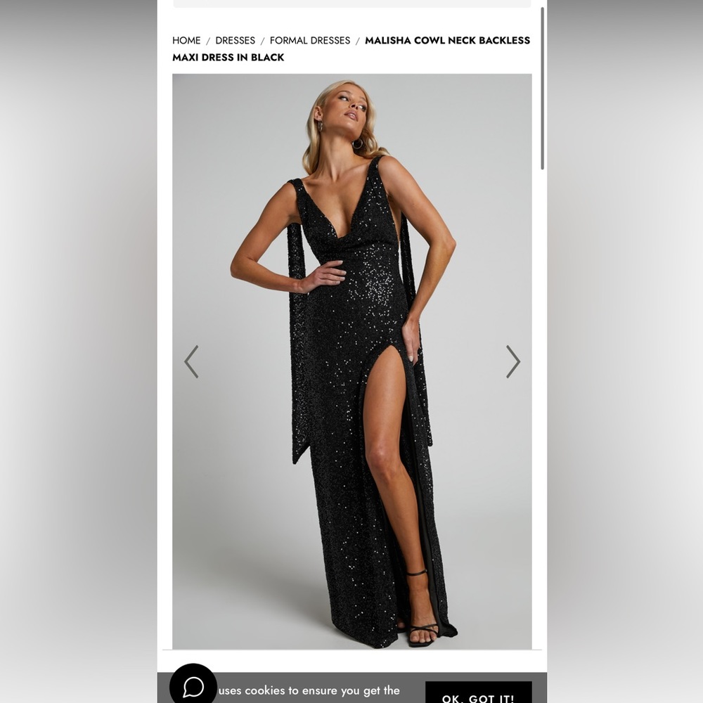 Showpo Malisha Cowl Neck Backless Maxi Dress in Black